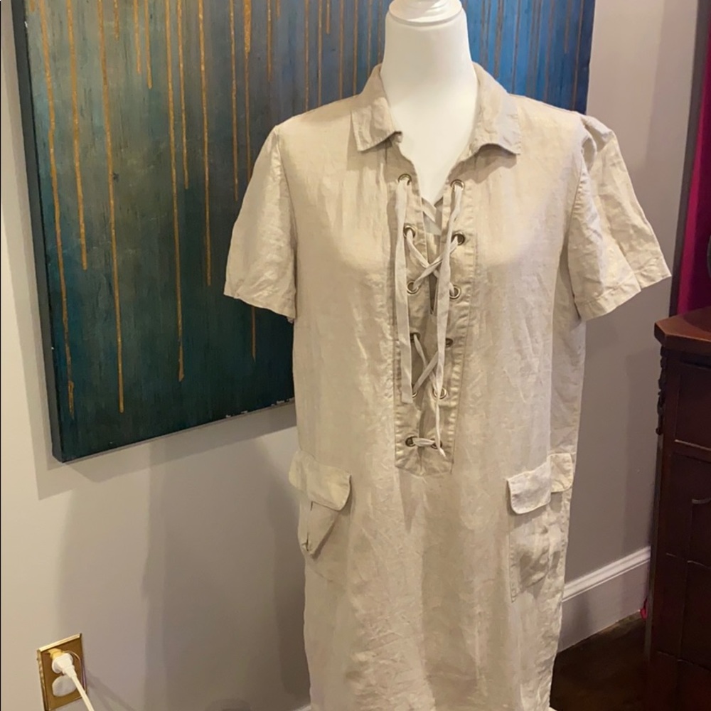 Gold shimmer linen Chico’s dress